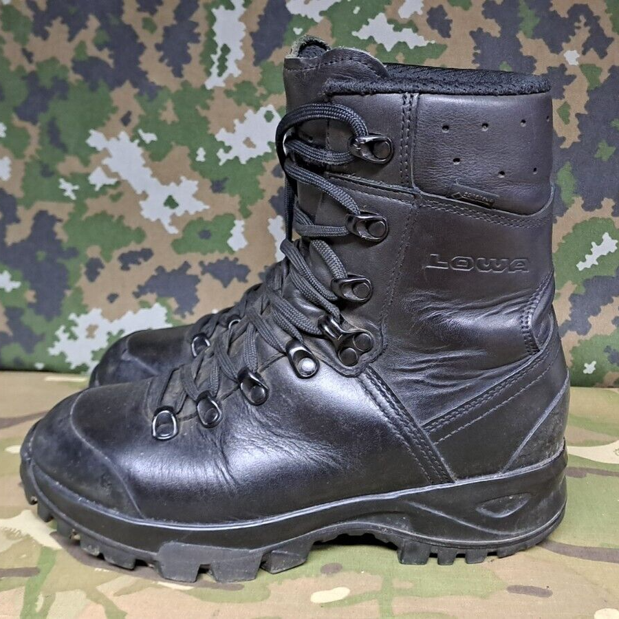 British Army Military SAS LOWA Black Leather Hiking Patrol Combat Boots - 4 UK