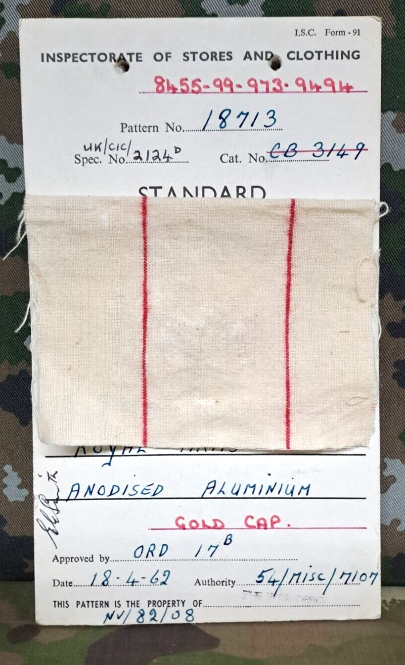 Genuine Vintage British Army Inspectorate of Stores Metal Badge Sample Card 1962