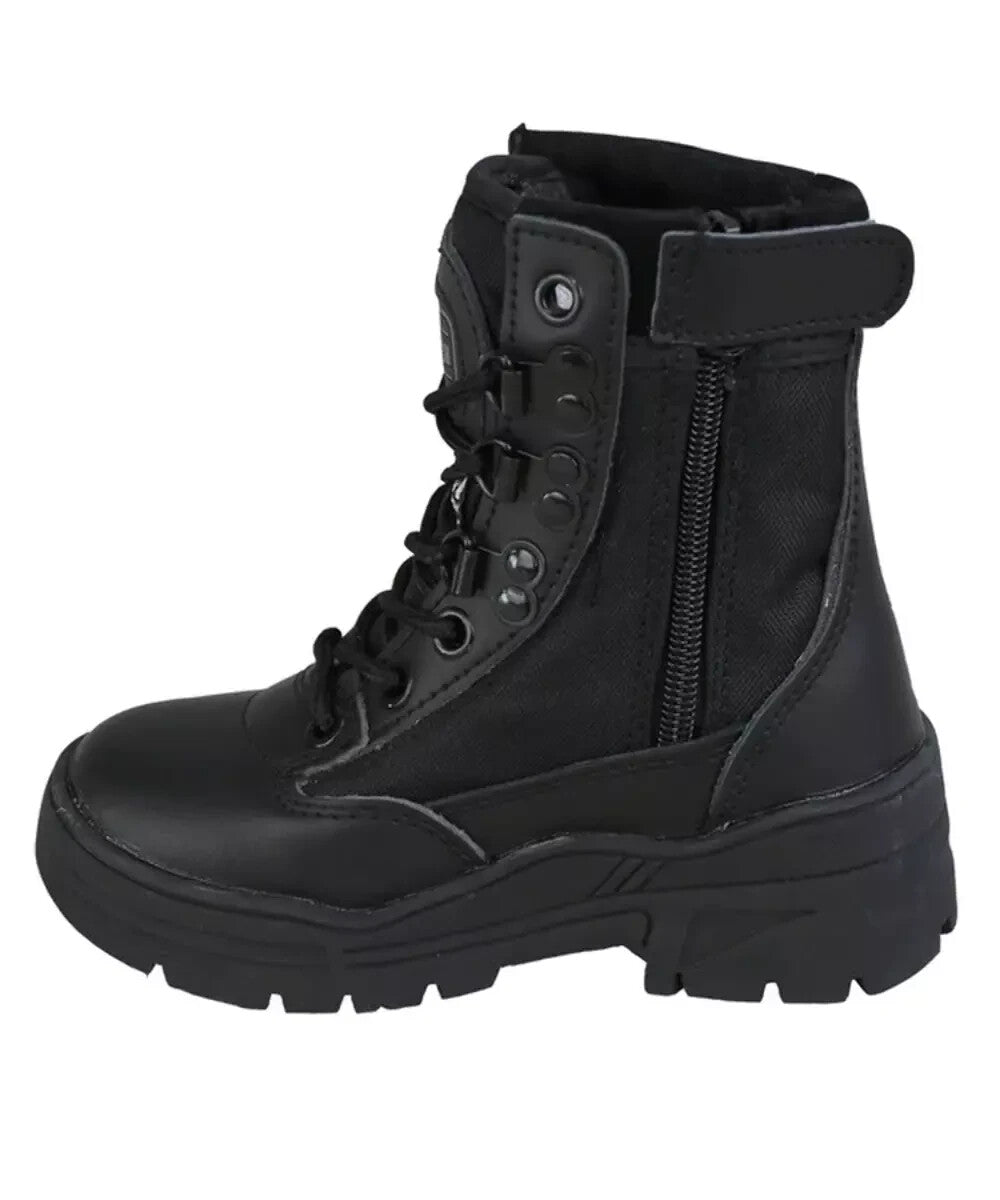 Kombat UK Kids Boys Cadet Patrol Boots Black Military Army Side Zip UK - 8 UK