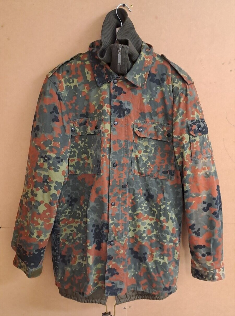 Genuine German Vintage Army Military Jacket Coat Flecktarn Camo & Liner