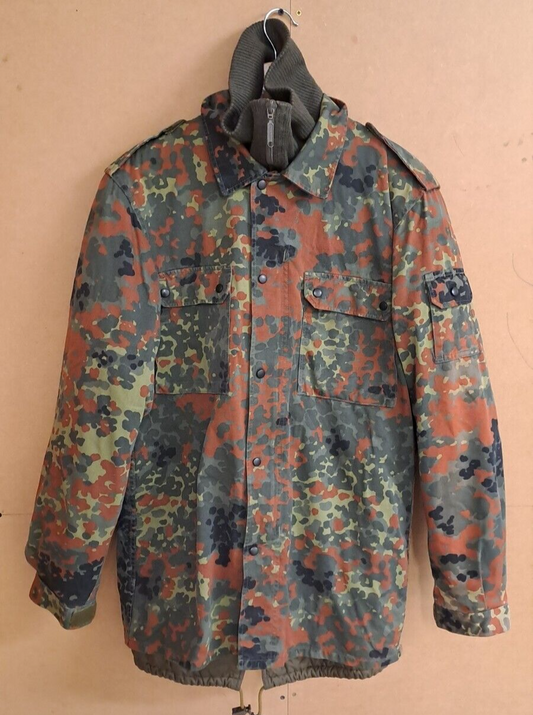 Genuine German Vintage Army Military Jacket Coat Flecktarn Camo & Liner