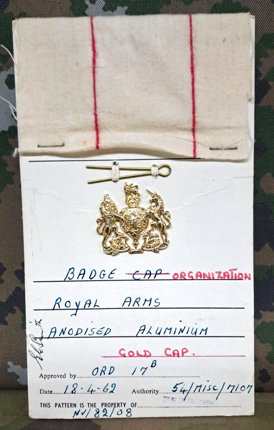 Genuine Vintage British Army Inspectorate of Stores Metal Badge Sample Card 1962