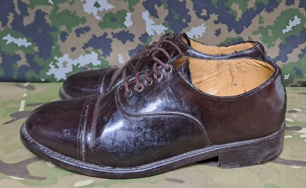 Men's British Army Military Surplus Officer's Tapped Brown Parade Dress Shoes 6