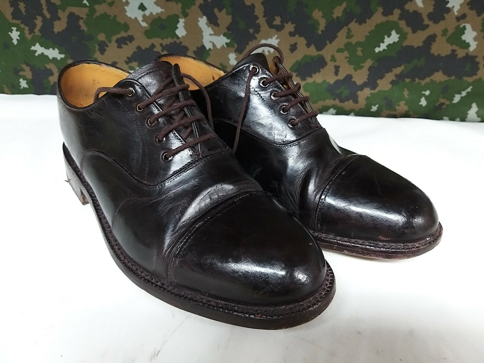 Men's British Army Military Surplus Officer's Tapped Brown Parade Dress Shoes 7
