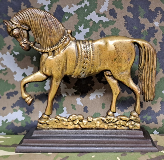Antique Vintage Brass Iron Doorstop Weight Horse Equestrian Ornament
