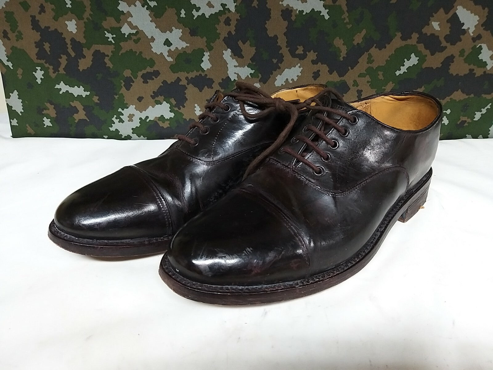 Men's British Army Military Surplus Officer's Tapped Brown Parade Dress Shoes 7