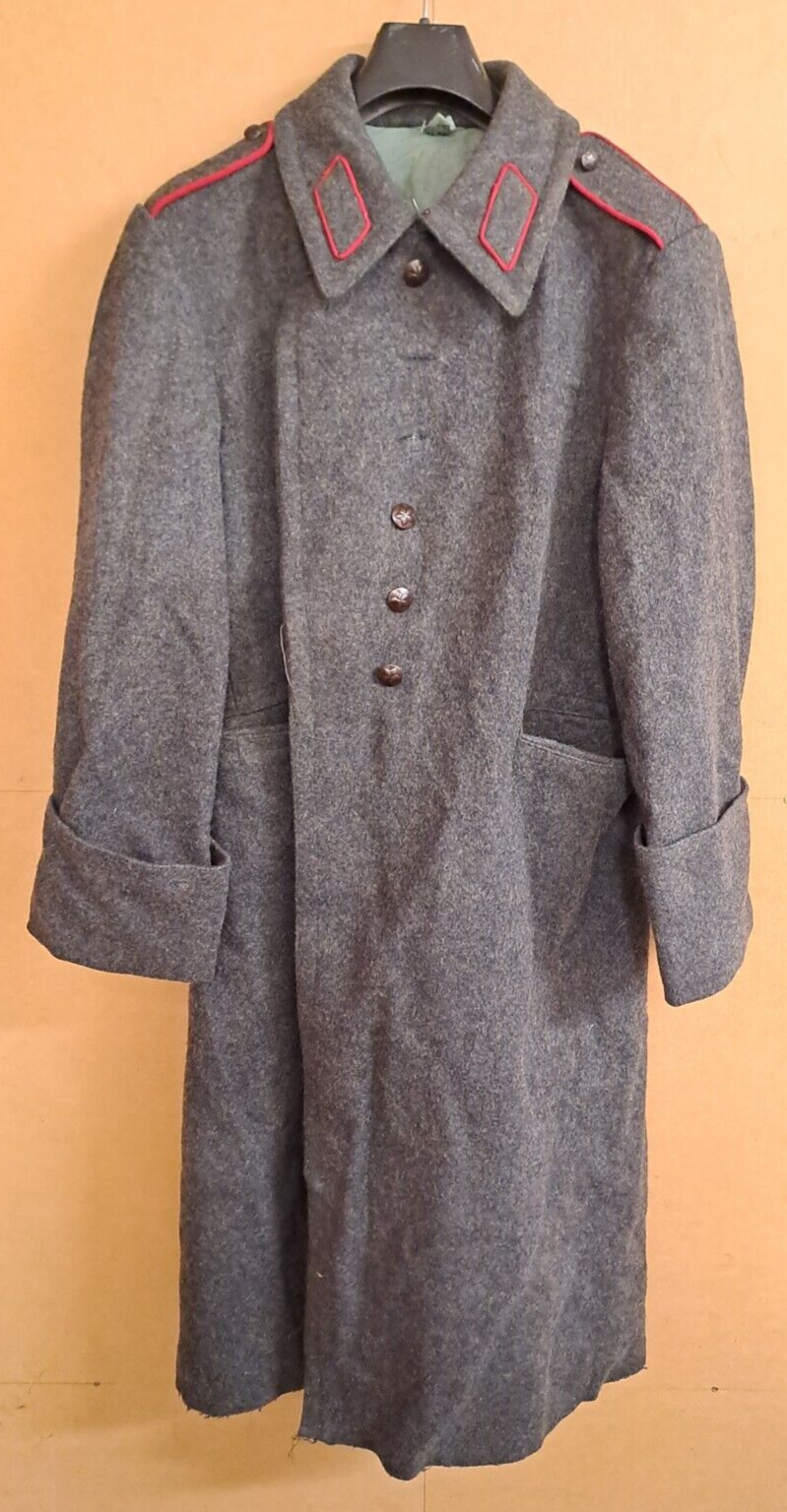 Genuine Vintage Bulgarian Army Military Surplus Heavy Wool Greatcoat Grey - M