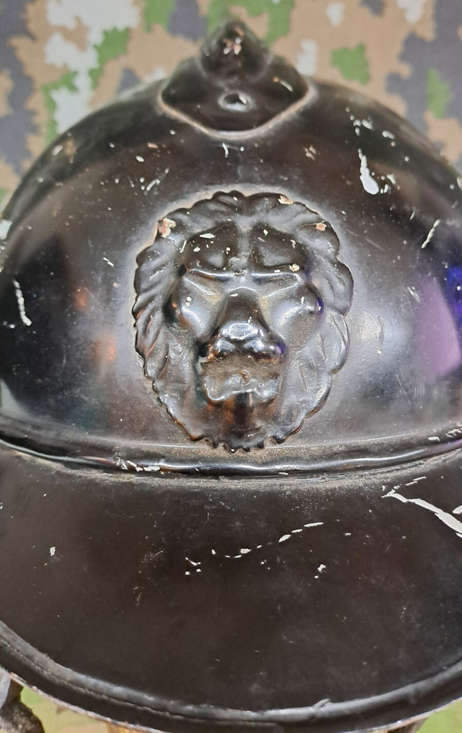 Original WW1 Belgian Military Gendarmerie M15 Model Adrian Helmet & Chin Strap