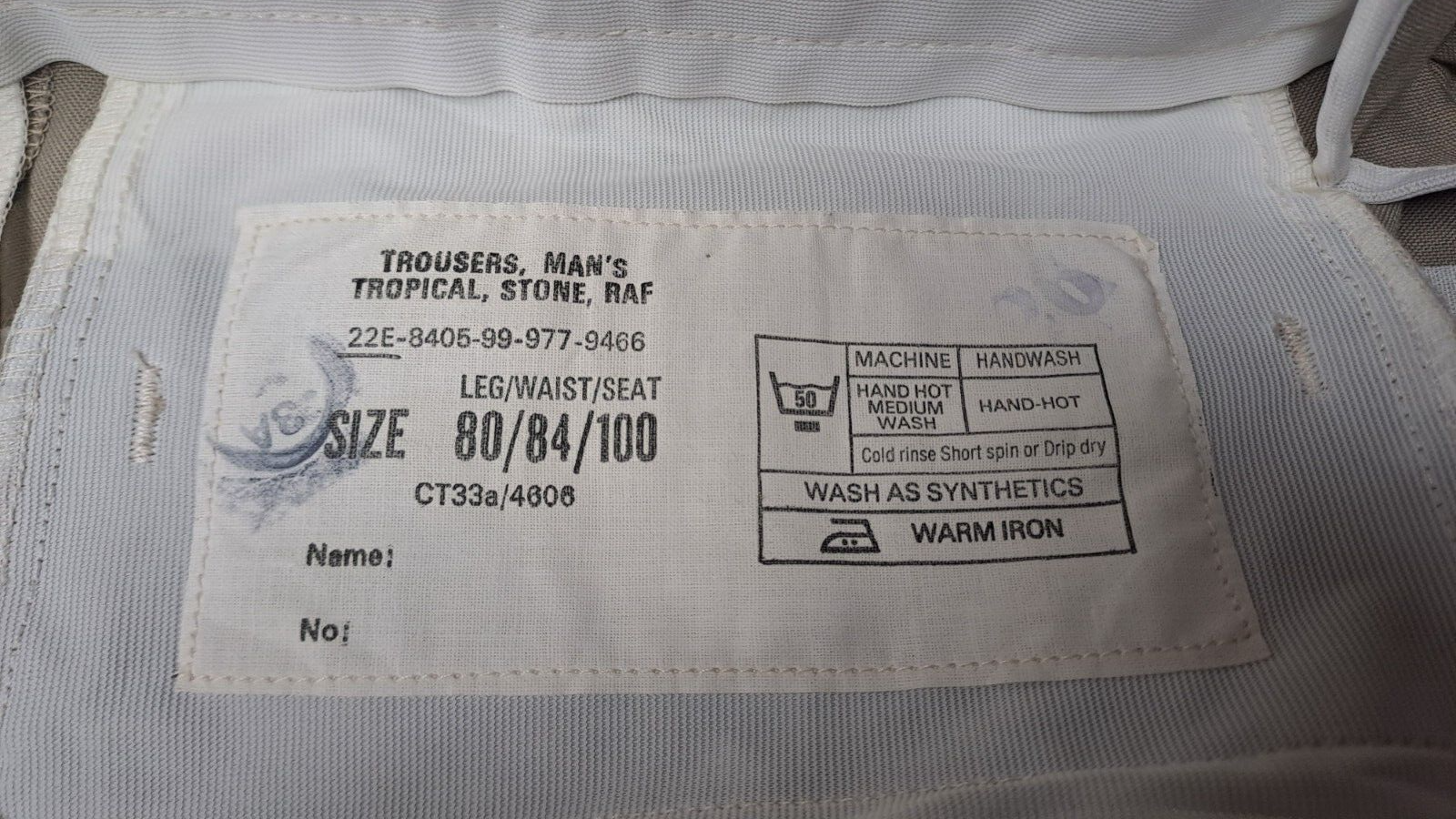 Tropical Stone Trousers British Army Temperate Safari Dress Uniform 80/84