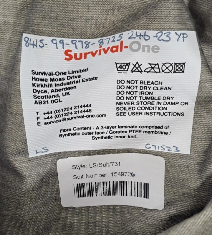 Survival-One UKSF SAS SBS Military MCT Gore-Tex Immersion Dry Suit - L / S