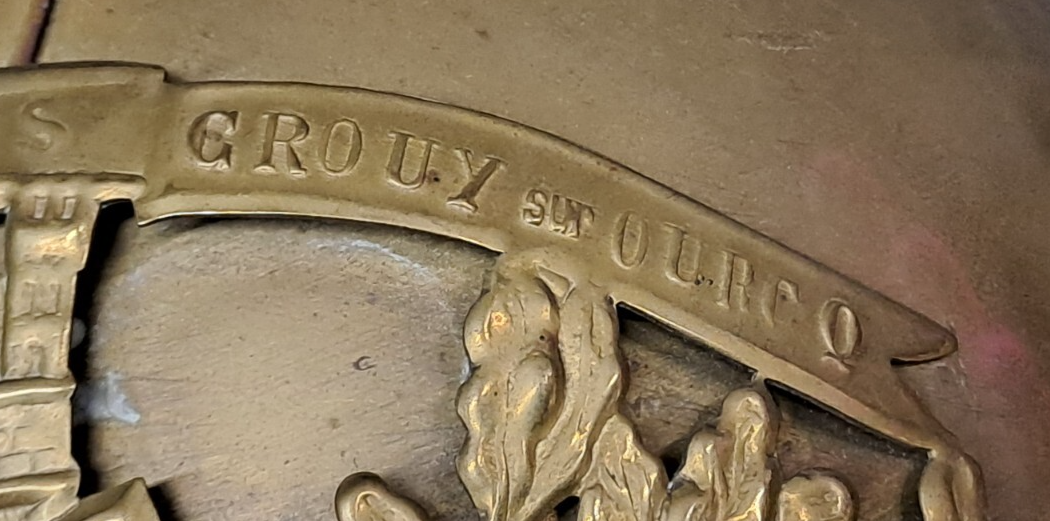 Antique FRENCH SAPEURS POMPIERS FIREMAN’S HELMET Crouy sur Ourcq Fire Service