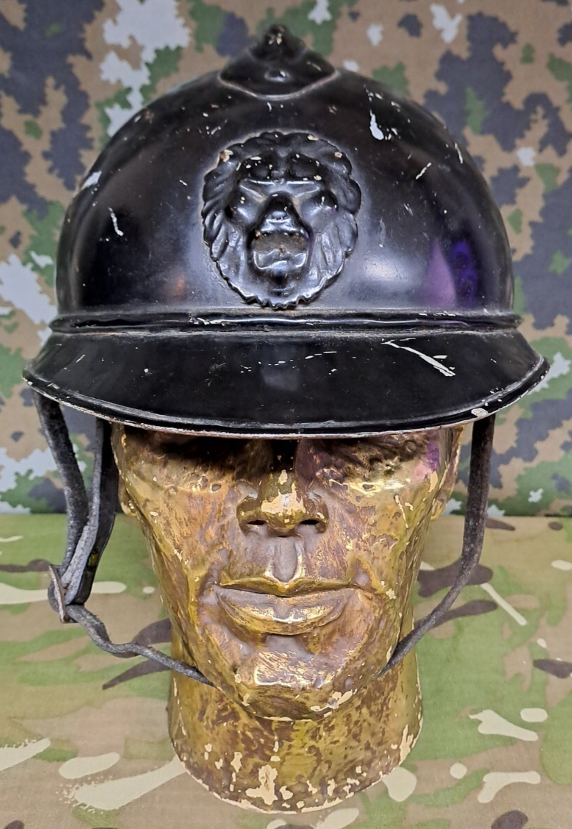 Original WW1 Belgian Military Gendarmerie M15 Model Adrian Helmet & Chin Strap