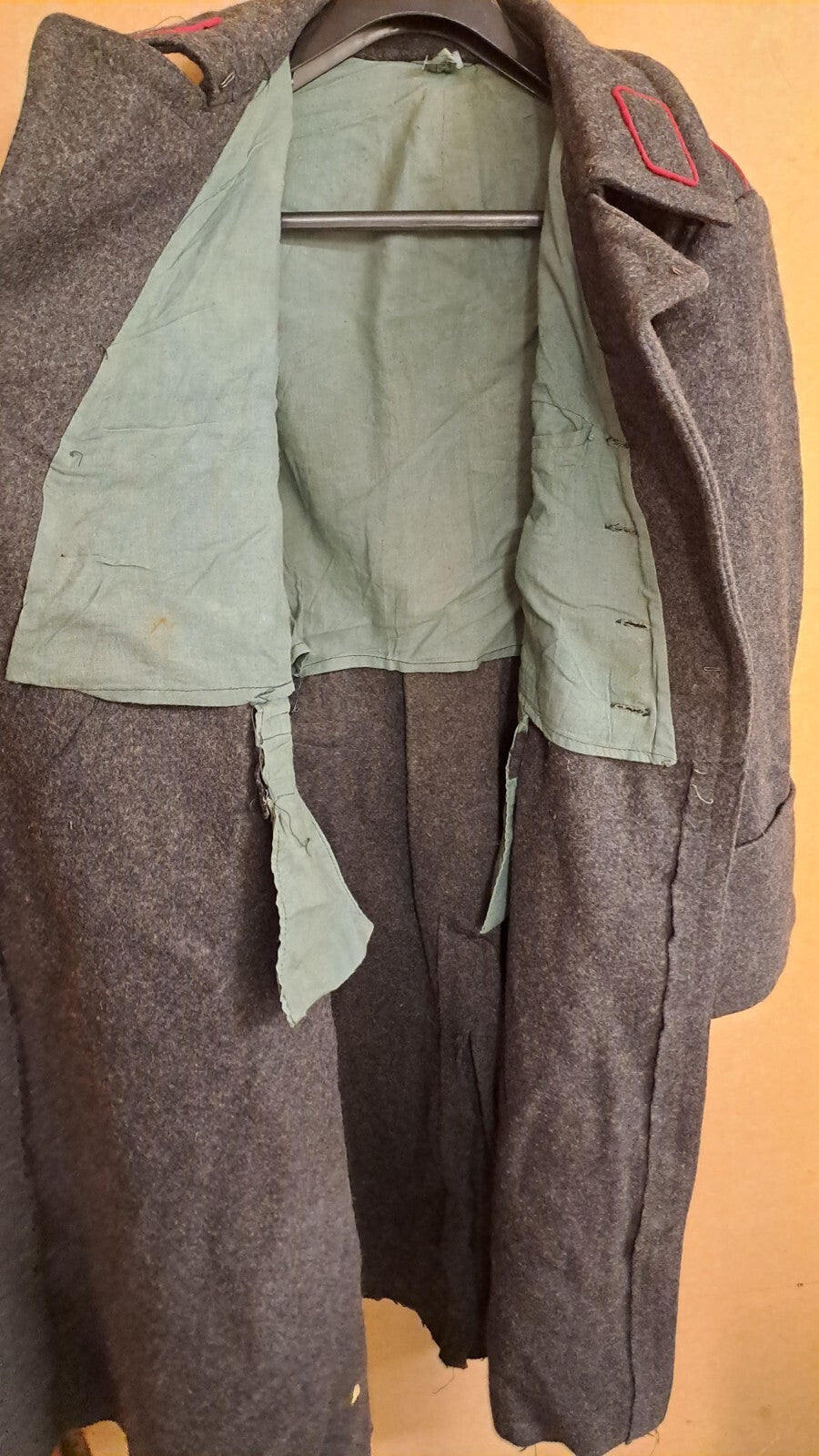 Genuine Vintage Bulgarian Army Military Surplus Heavy Wool Greatcoat Grey - M