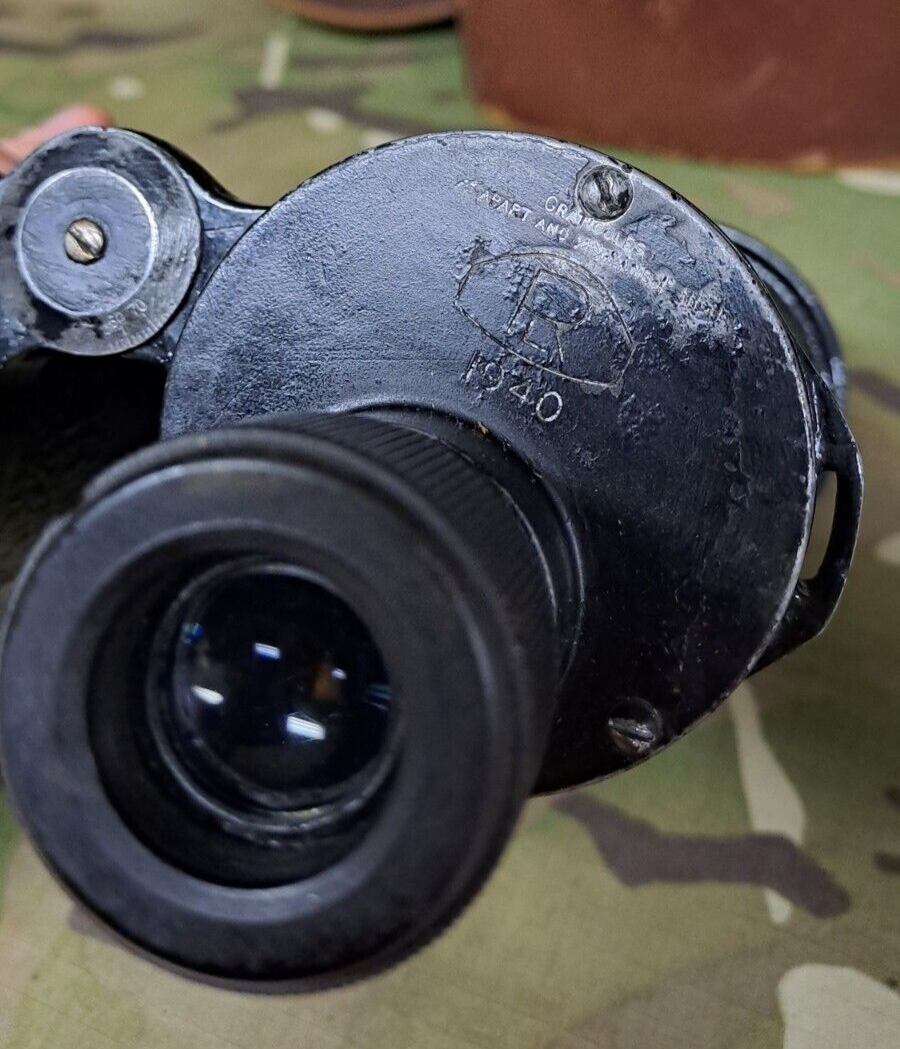 Antique Vintage Rare WW2 British Ross Binoculars & Leather Case Wartime
