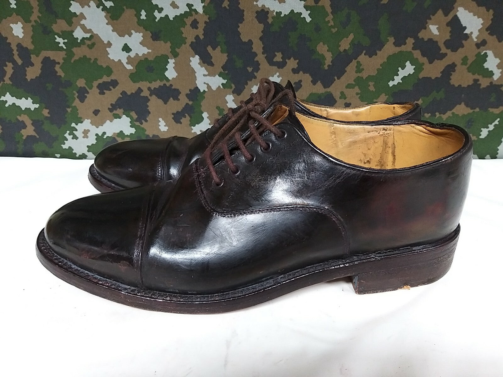 Men's British Army Military Surplus Officer's Tapped Brown Parade Dress Shoes 7
