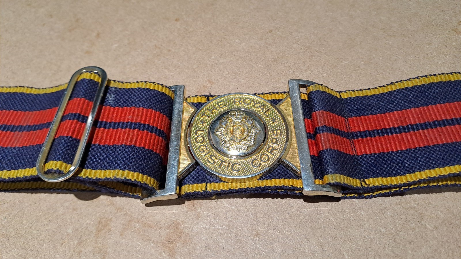 The Royal Logistic Corps Stable Belt with Officer's Buckle Genuine British Army