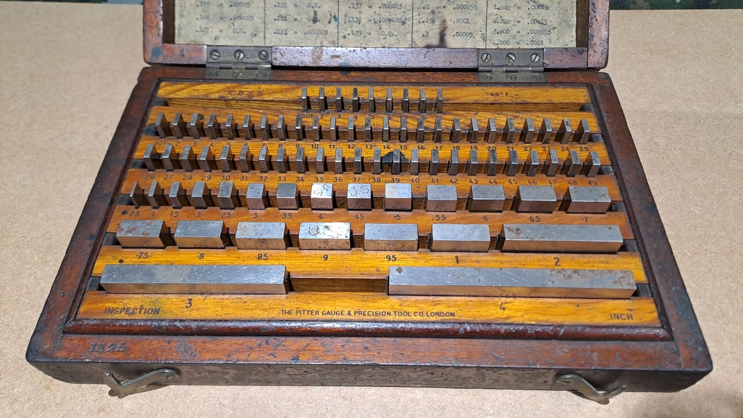 VINTAGE SET OF PITTER GAUGE AND PRECISION TOOL Co. LTD LONDON SLIP GAUGES