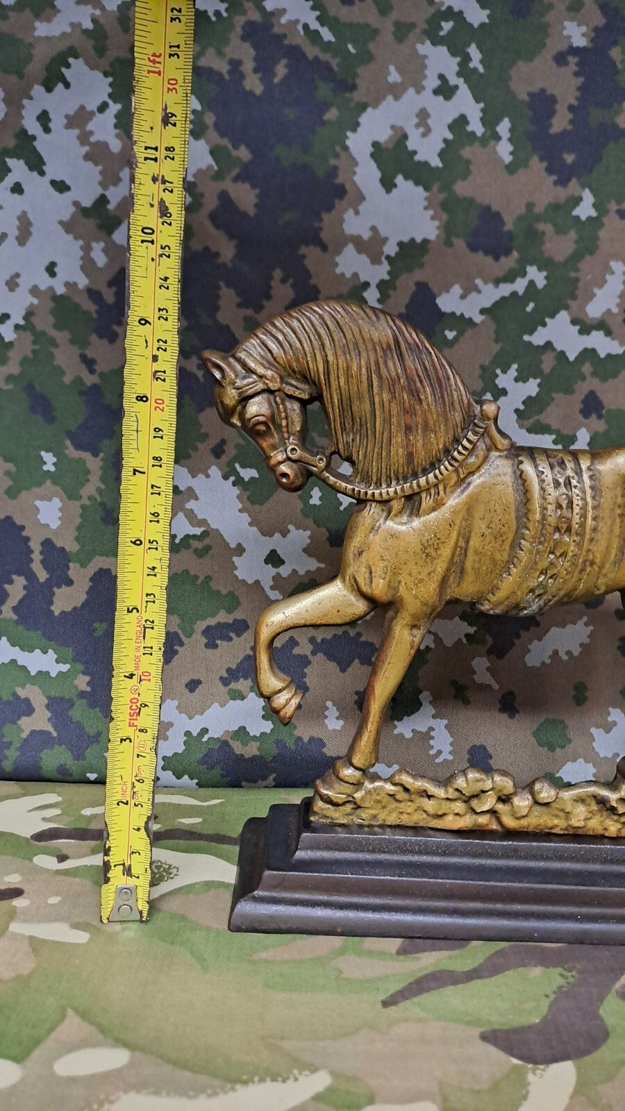 Antique Vintage Brass Iron Doorstop Weight Horse Equestrian Ornament