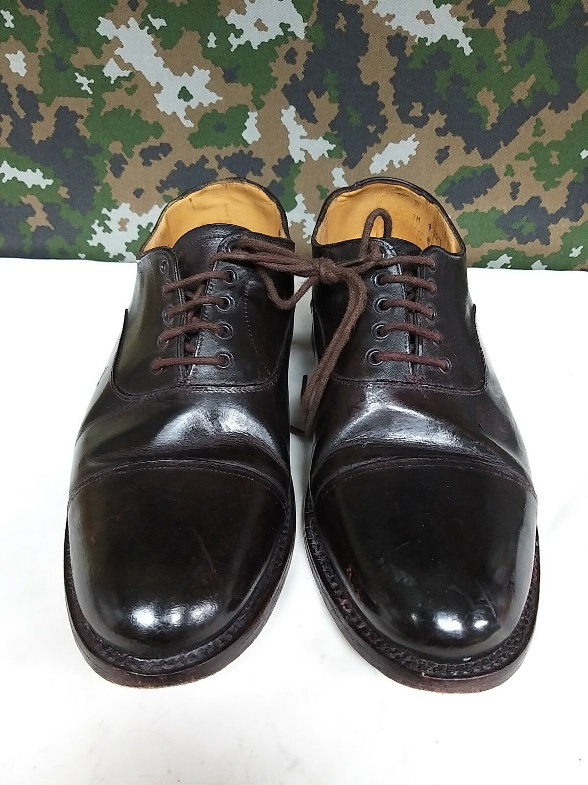 Men's British Army Military Surplus Officer's Tapped Brown Parade Dress Shoes 7