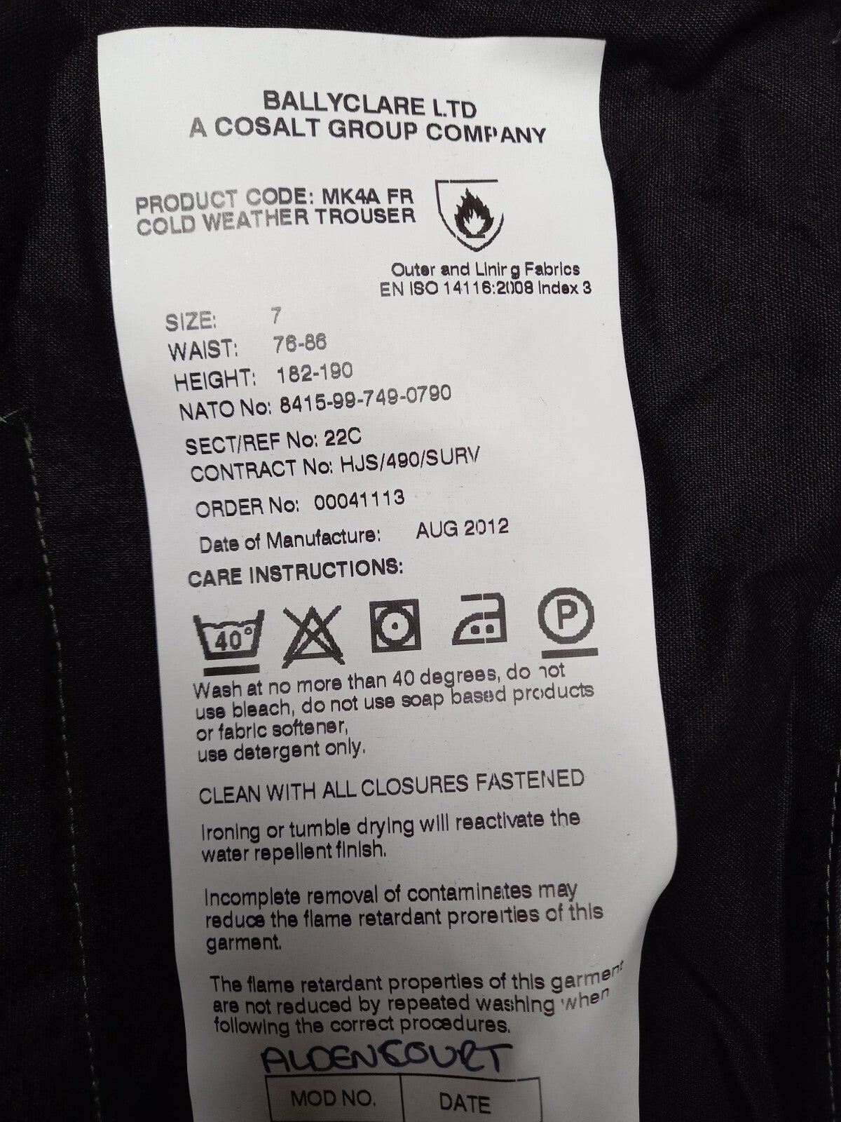 Genuine British RAF Military Ballyclare COLD WEATHER TROUSER Model MK4A G1