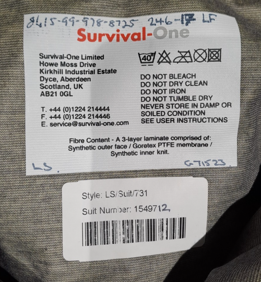 Survival-One UKSF SAS SBS Military MCT Gore-Tex Immersion Dry Suit - L / S