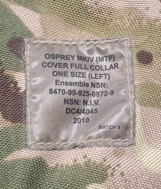 Genuine British Army Military SAS Full Collar MTP with Ballistic Filler Osprey