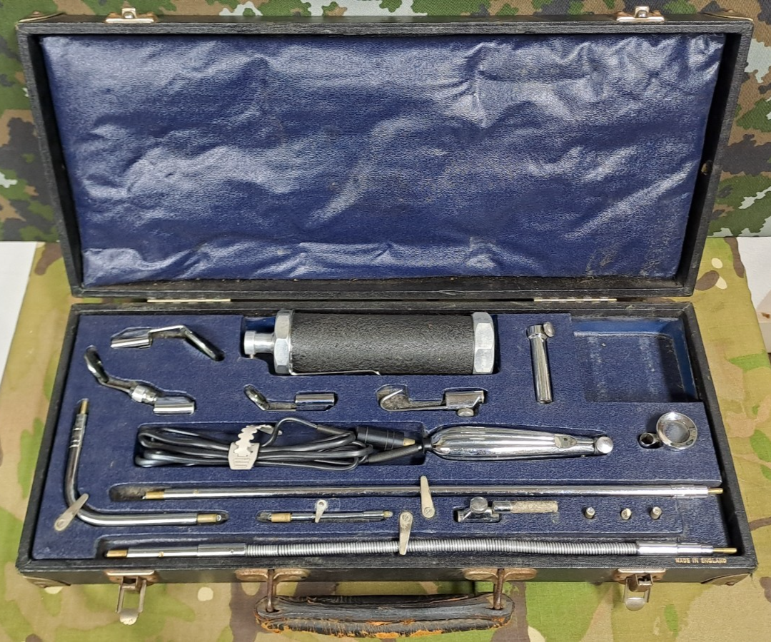 RARE VINTAGE GOWLLANDS COMPLETE MEDICAL INSPECTION INSTRUMENT SET & CASE