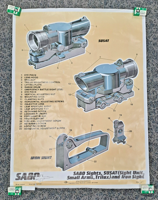 British Military SA 80 Susat Instructional Training Poster Army Code 71381