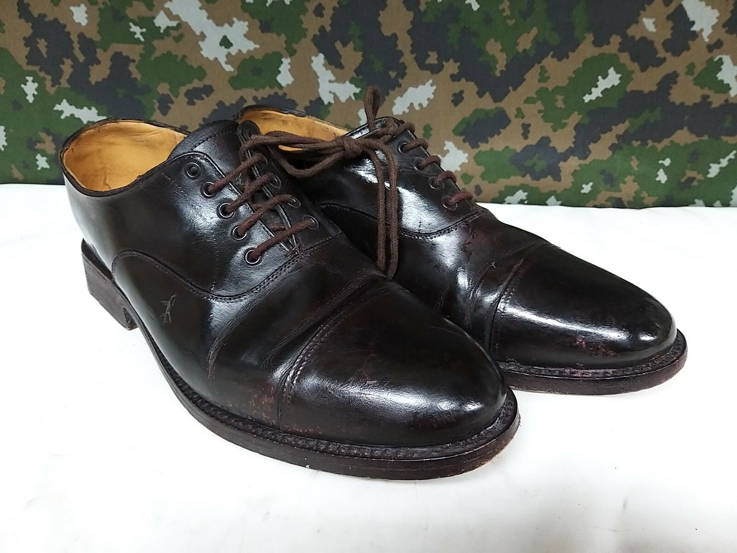 Men's British Army Military Surplus Officer's Tapped Brown Parade Dress Shoes 7