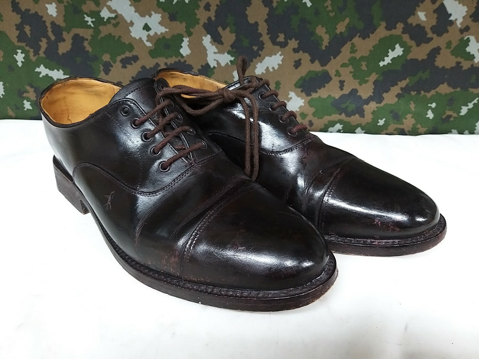 Men's British Army Military Surplus Officer's Tapped Brown Parade Dress Shoes 7