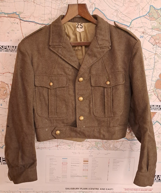 Vintage French Army Military Surplus Wool Jacket Tunic Battledress