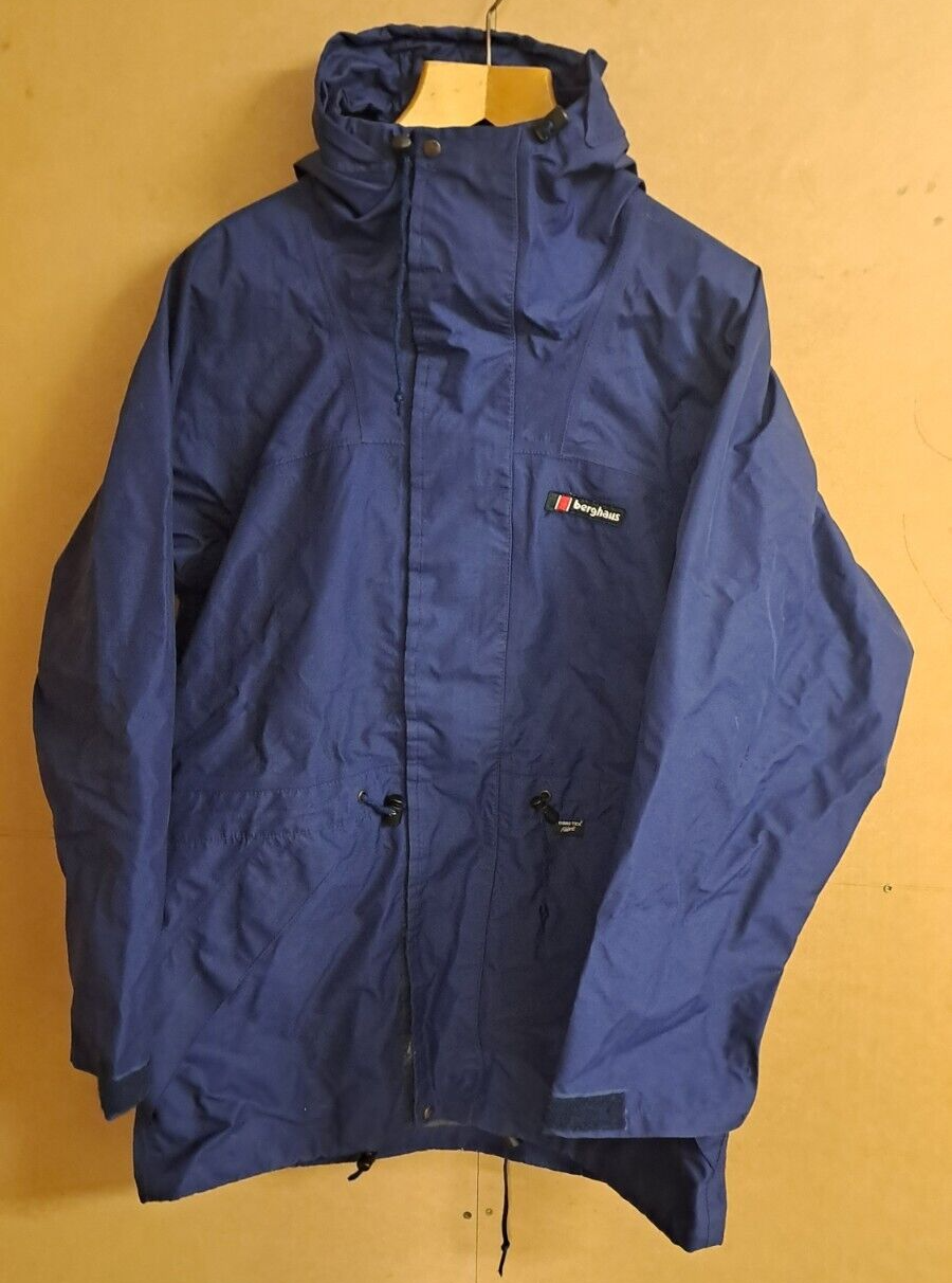 Genuine Berghaus Gore Tex Jacket Mens Blue Hooded Waterproof Hiking - Medium
