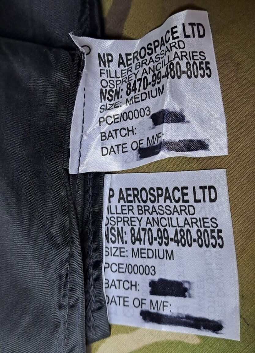 Genuine British Army Military SAS Osprey Brassard Ballistic Soft Filler Plates