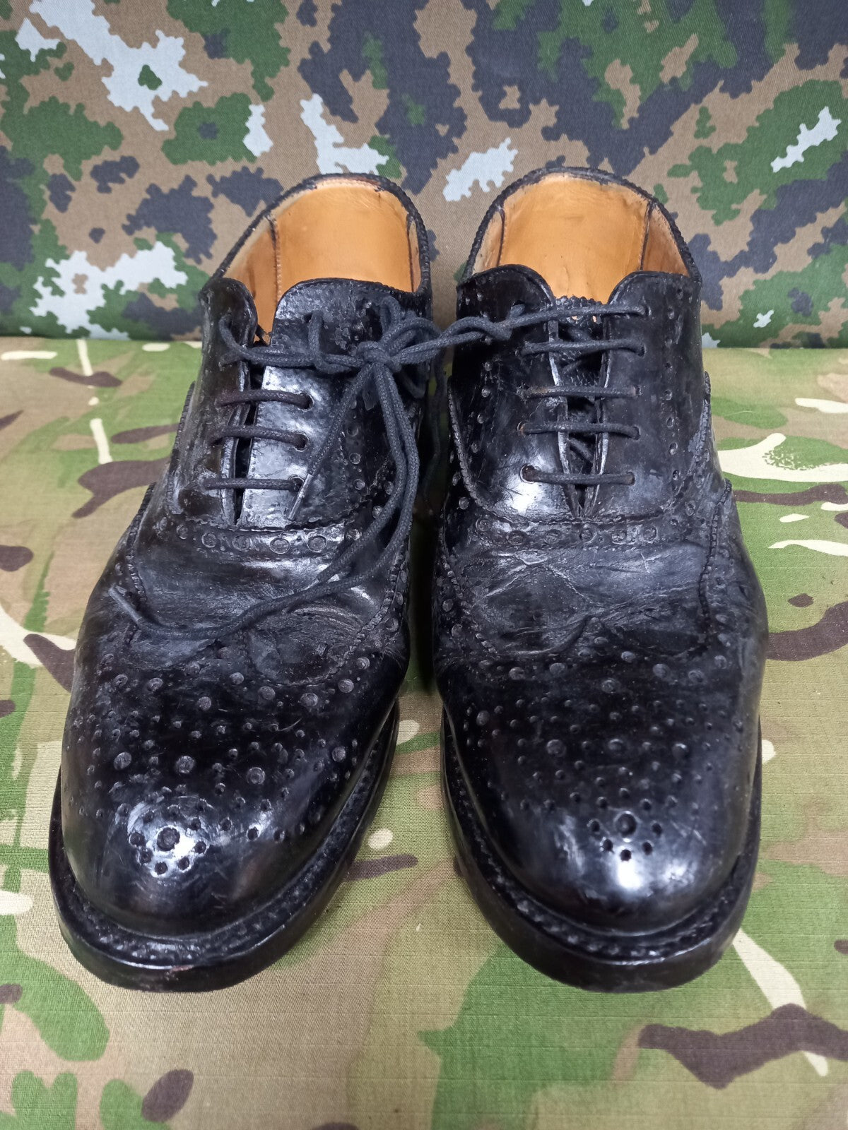 Genuine British Army Highland Issue Service Dress Shoes Brogues / Blakeys - 8 S