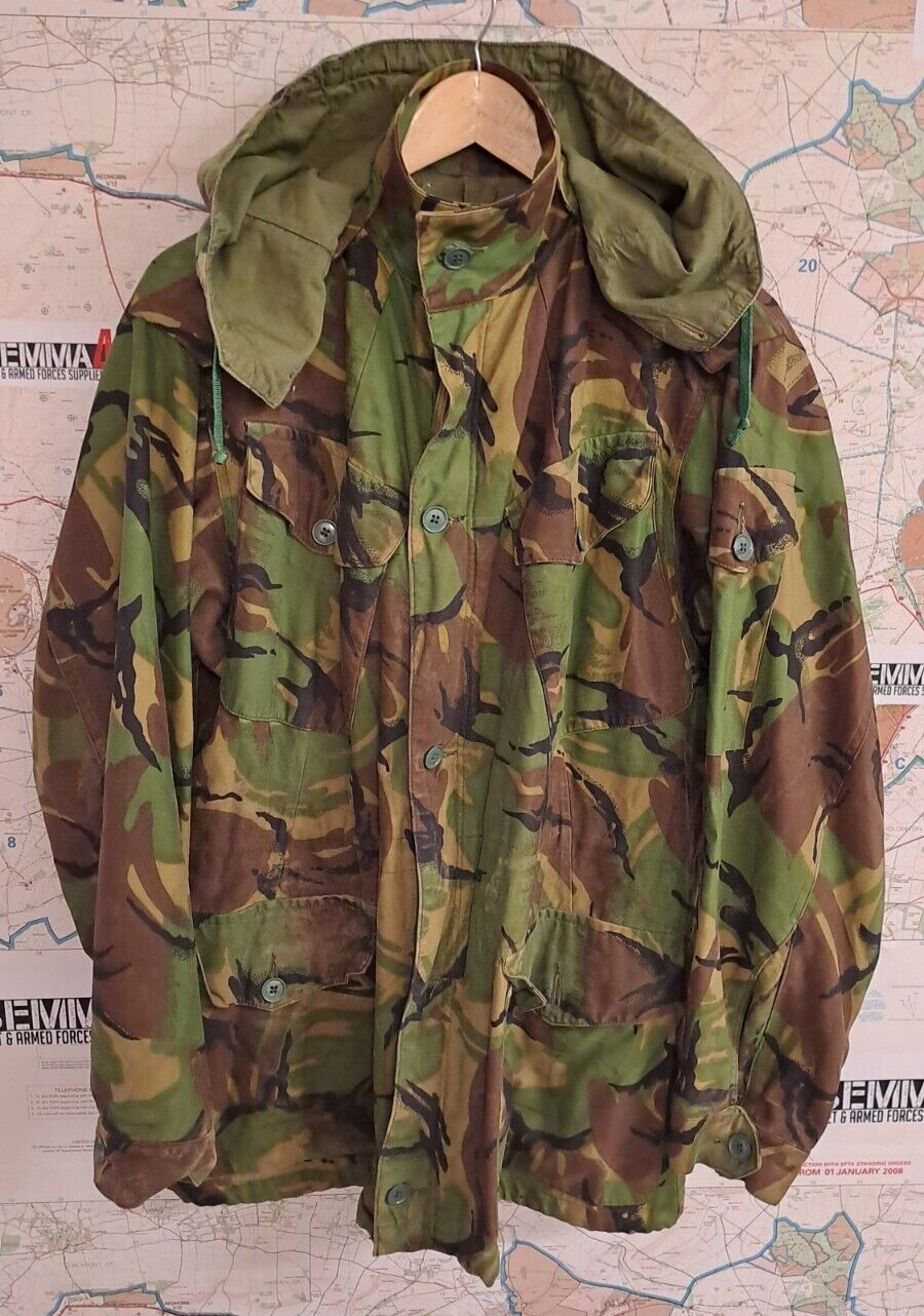 VINTAGE BRITISH ARMY MILITARY 1968 PAT DPM CAMO COMBAT SMOCK JACKET  & HOOD - 4