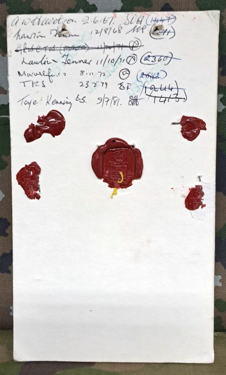 Genuine Vintage British Army Inspectorate of Stores Cloth Badge Sample Card 1962