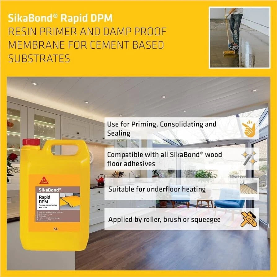 Sika Sikabond Rapid DPM Rapid Cure Damp Proof Membrane - 5 Litres - Brand New