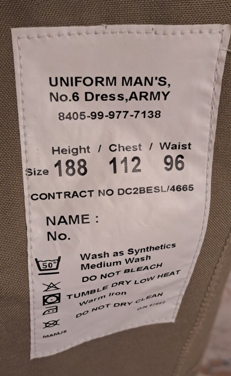 Genuine British Army Military RAF Surplus No6 Dress Uniform Tunic - 188/112