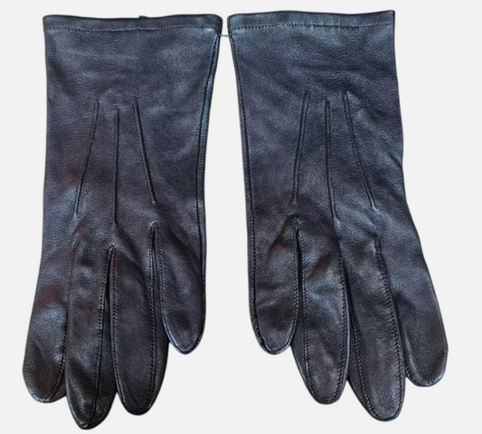 Genuine Military Issue Officers Black Leather Soft Lined 3 Dart Parade Gloves 