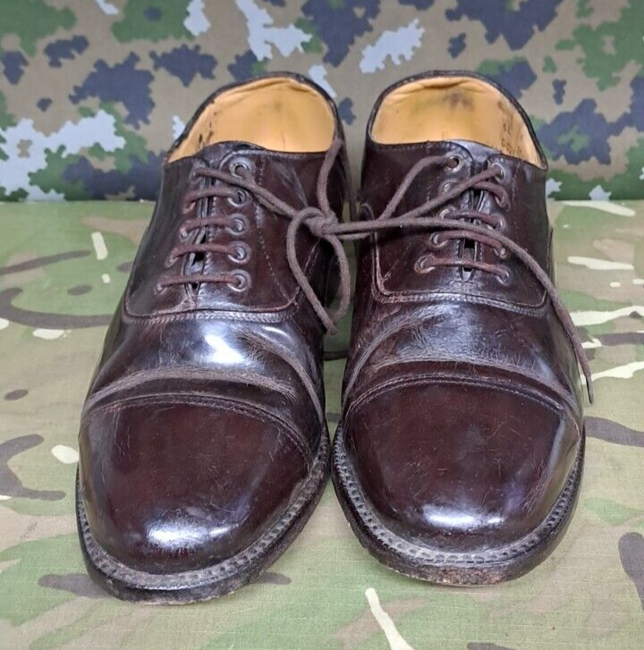 Men's British Army Military Surplus Officer's Tapped Brown Parade Dress Shoes 6