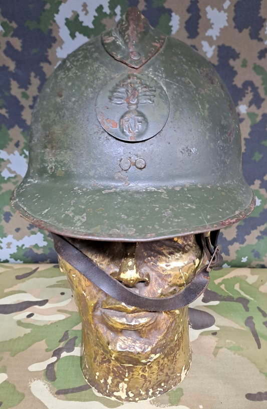 Original WW2 French Army M1926 Model Adrian Helmet - Complete with Liner & Strap