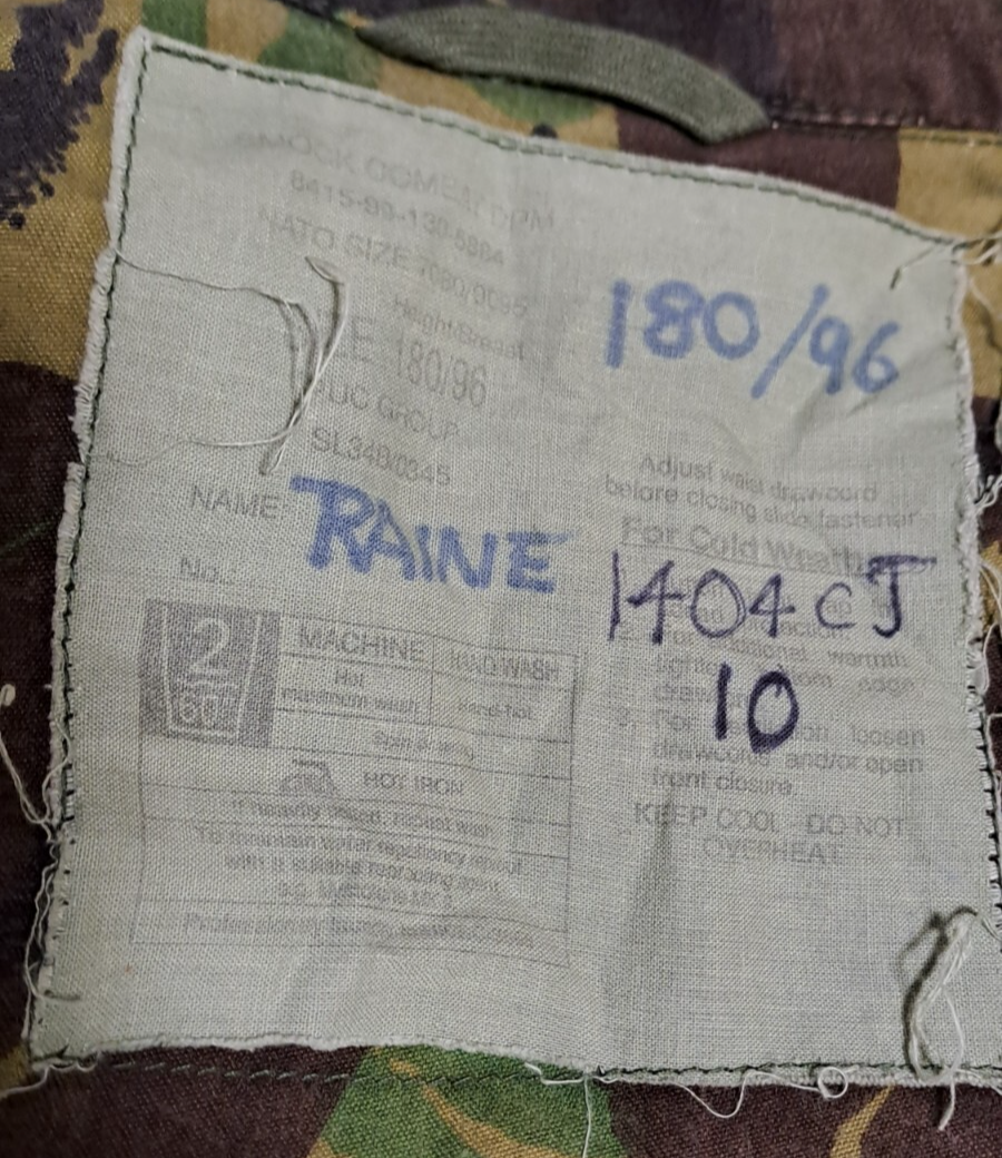 VINTAGE COLD WAR ERA BRITISH ARMY MILITARY DPM CAMO COMBAT SMOCK JACKET  180/96