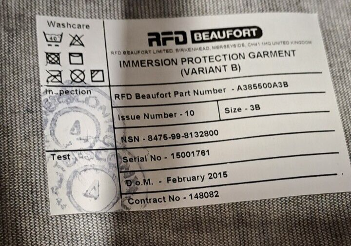 RAF Military RFD Beaufort Sage Green Immersion Protection Suit Variant B
