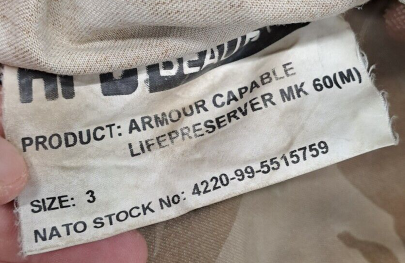 RARE Original RAF Desert DPM MK60 Life Preserver Armour Capable Vest Size 3