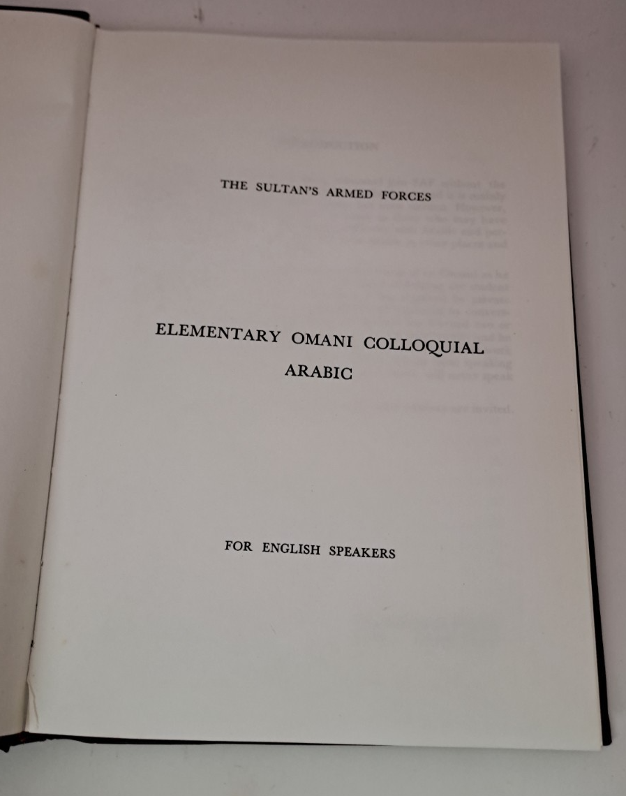 The Sultan’s Armed Forces Omani Colloquial Arabic For English 1974 Oman Sultan