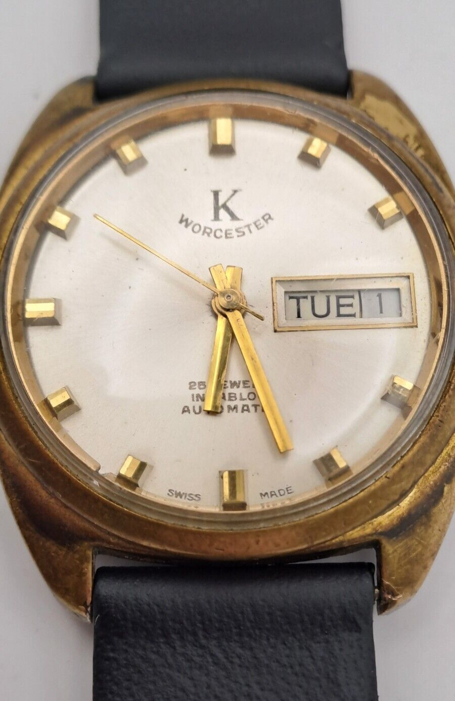 Rare Vintage K Worcester 25 Jewels Automatic Wristwatch Working Swiss Made