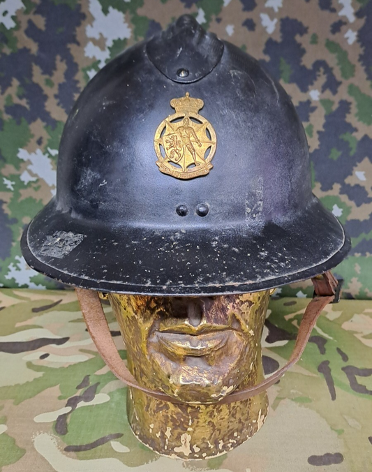 Original Belgian WWII Civilian Defense German Occupation Adrian M1926 Helmet