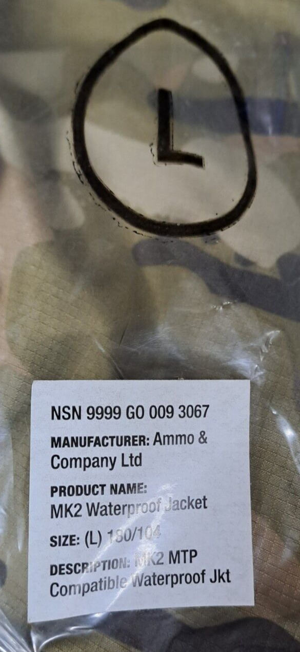 NEW Genuine British Army Military MK2 Waterproof Jacket MTP - 180/104 - Large