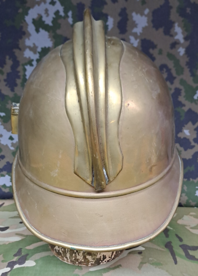 Original Antique FRENCH SAPEURS POMPIERS FIREMAN’S HELMET Osselle Fire Service