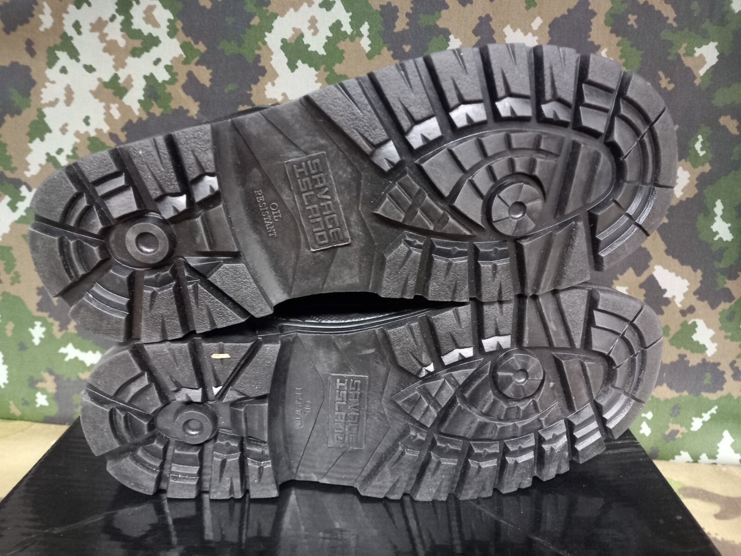 NEW BRITISH ARMY MILITARY STYLE SAVAGE ISLAND COMBAT BOOTS BLACK LEATHER - 5 M